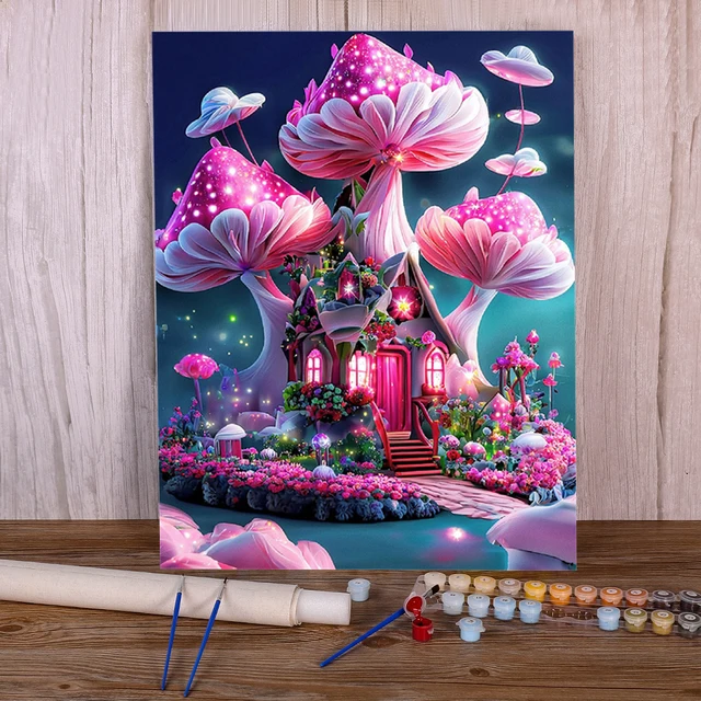 Paint by Numbers Fantasy - Enchanted Fairy Mushroom Kingdom