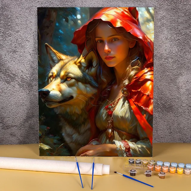 Paint by Number Little Red Riding Hood and Wolf