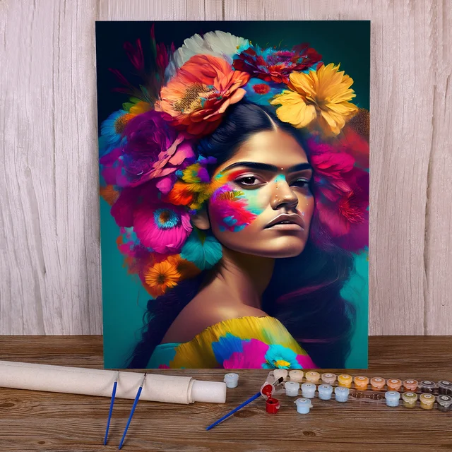 Paint by Numbers Mesmerizing Floral Portrait