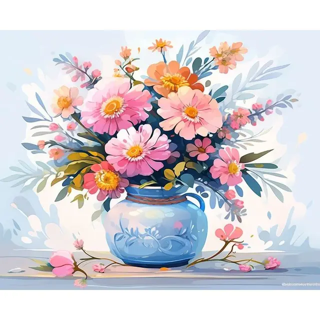 Paint by Numbers Bouquet of Bright Flowers