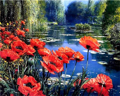 Paint by number Poppies and Cornflowers