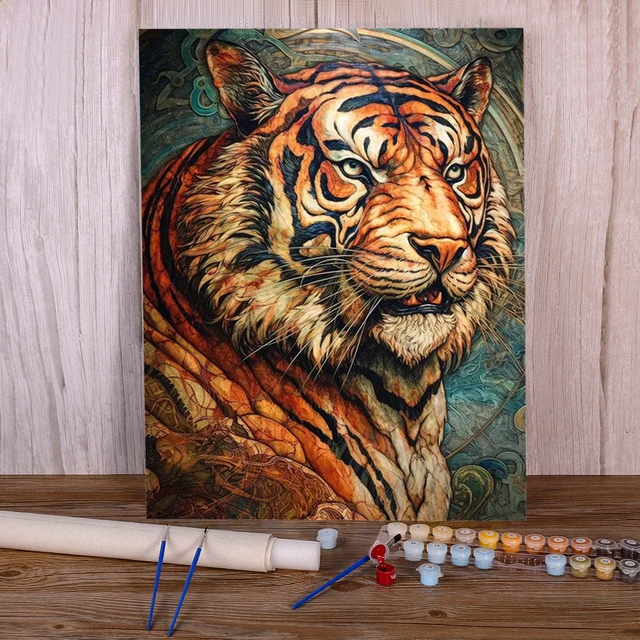 Paint by Numbers Fierce Tiger Expressive Portrait Wild Majesty