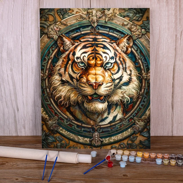 Paint Numbers Tiger Mystic Temple Portrait Iconic Decorative Power