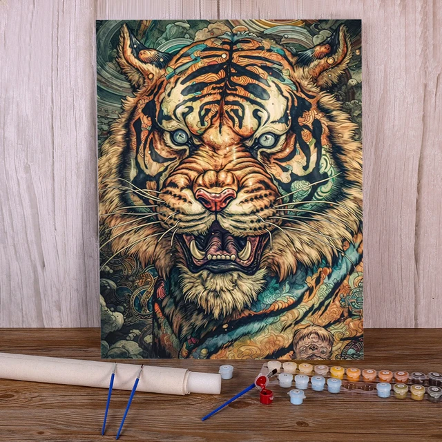 Paint by Numbers Roaring Tiger Wild Majesty Artistic Rendering