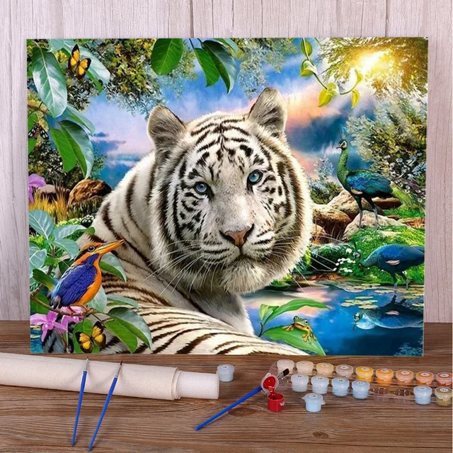 Tiger Oasis Paint Numbers Paradise Lost Jungle Eden Mystic