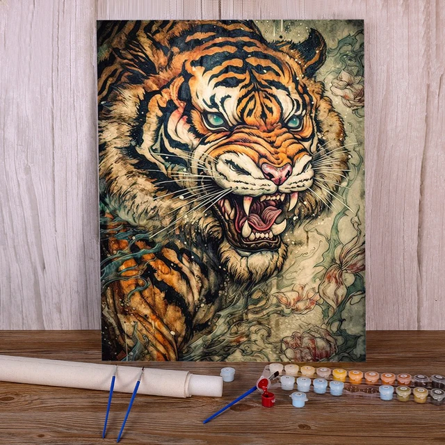 Roaring Tiger Paint by Numbers Wild Fury Challenge Bestial Virtuoso