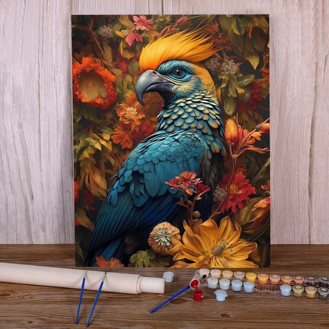 Paint by Numbers Autumn Macaw Shimmering Avian Splendor