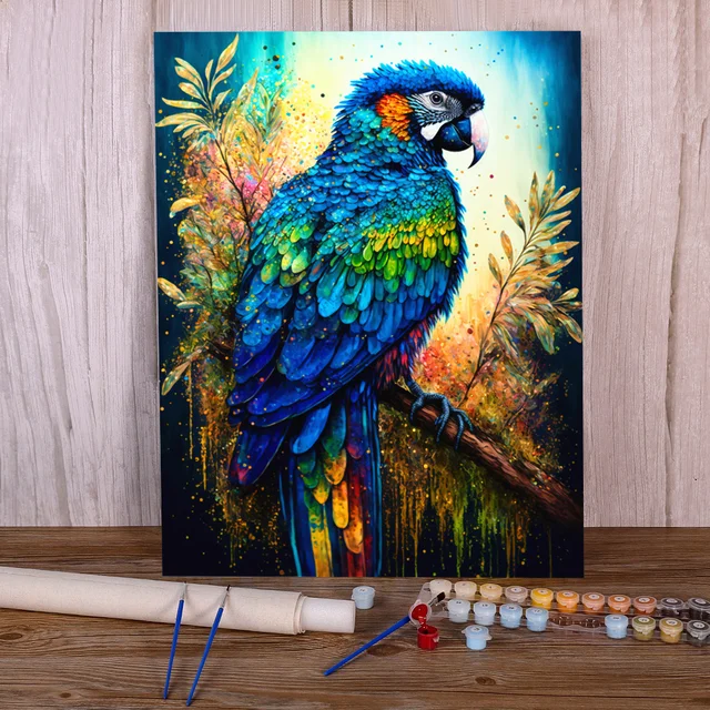 Paint by Numbers Galactic Macaw Wonder of Cosmic Nature