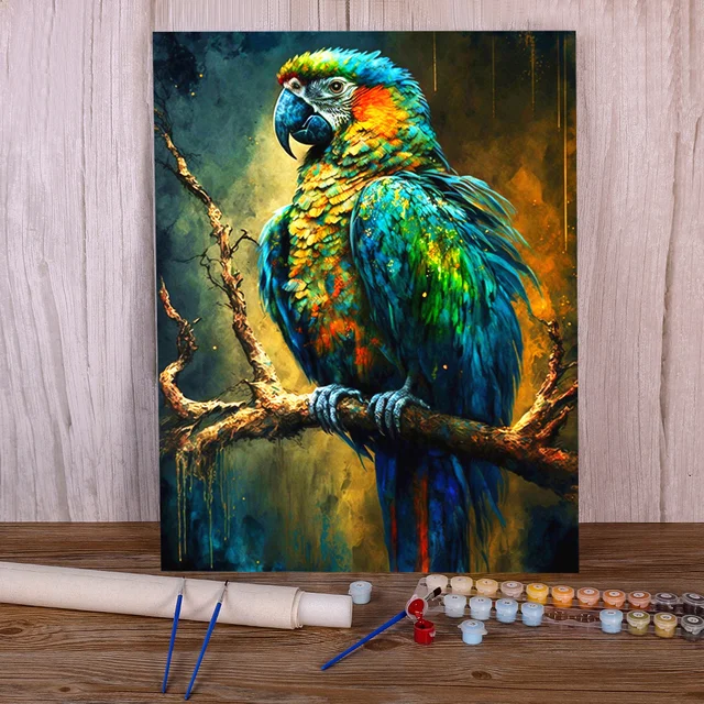 Paint by Numbers Majestic Macaw of the Mysterious Forests Mystical Chromatic Fairyland