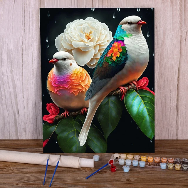 Paint by Numbers Flamboyant Birds and Peony