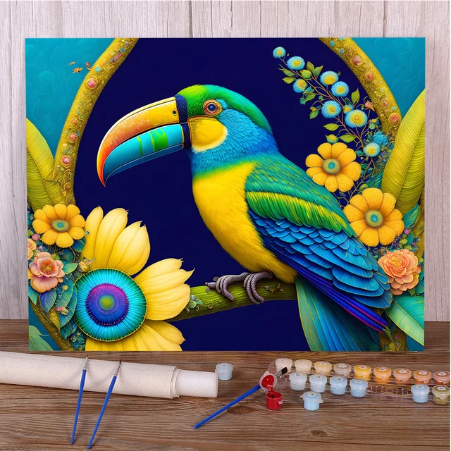 Tropical Flamboyant Toucan Paint by Numbers