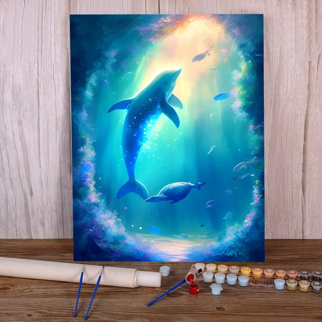 Paint by Numbers Dolphins Marine Cosmos