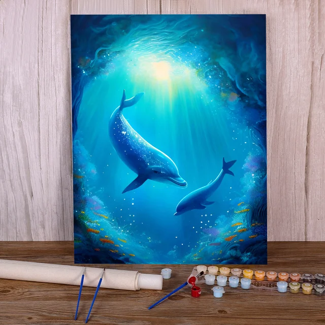 Paint by Numbers Dolphins Cosmos Mystical